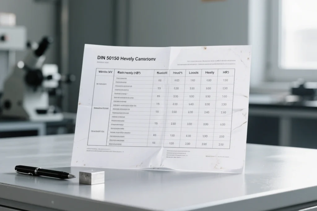 DIN 50150 hardness Conversion Sheet
