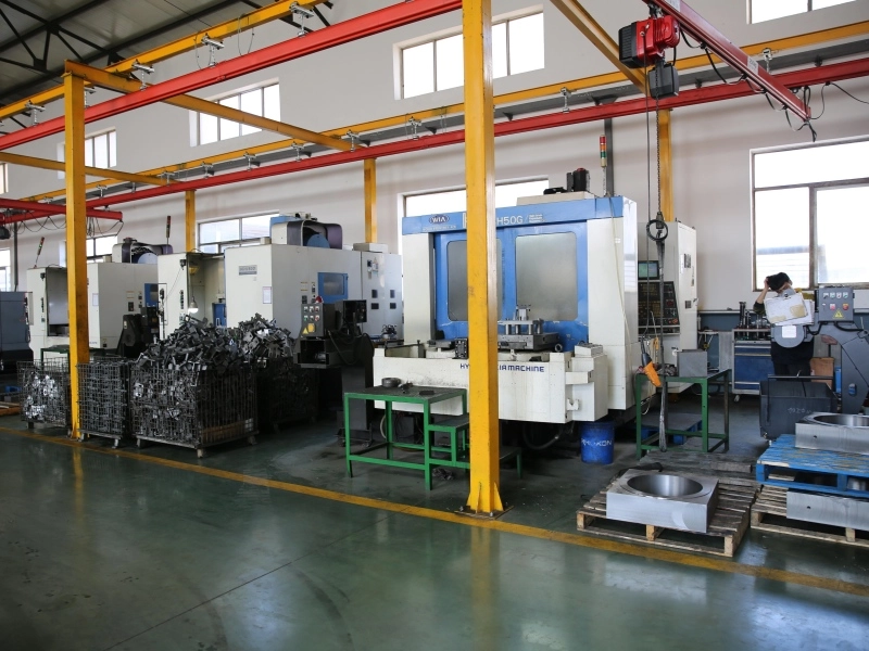 CNC machining center producing precision parts