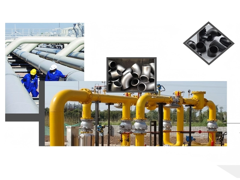 Various metal pipe fittings and flanges