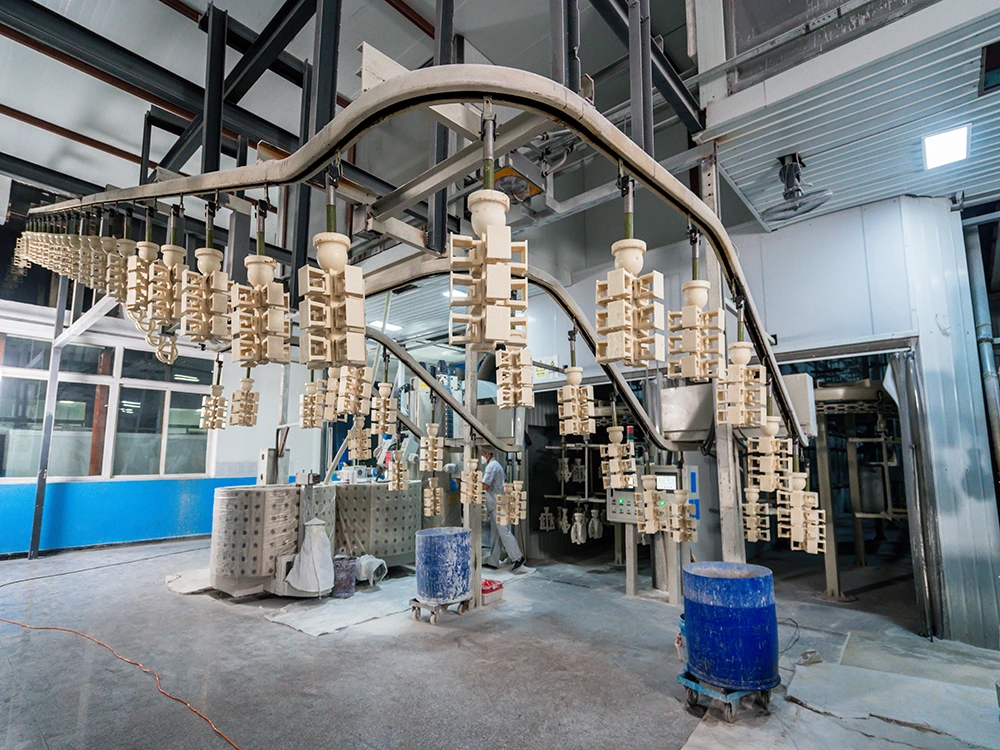 Ceramic shell building at Leesh Holdings investment casting foundry